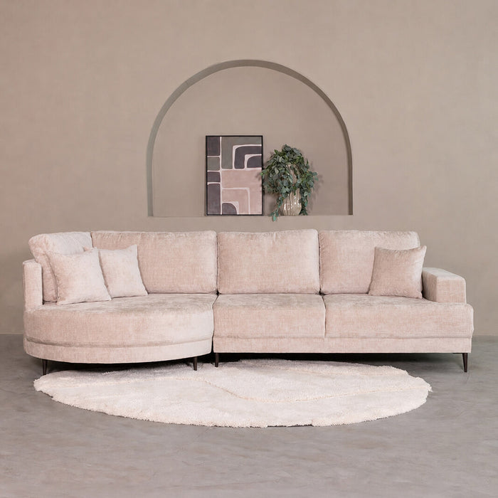 LABEL51 Organische Loungebank Stella Links, 300cm, Nano-stof - Crème