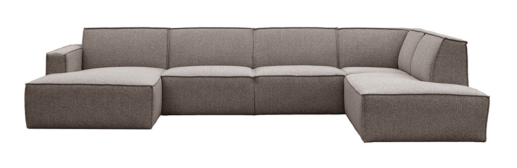 LABEL51 U-bank Kay Hoek Rechts, 363cm, Bouclé - Mushroom