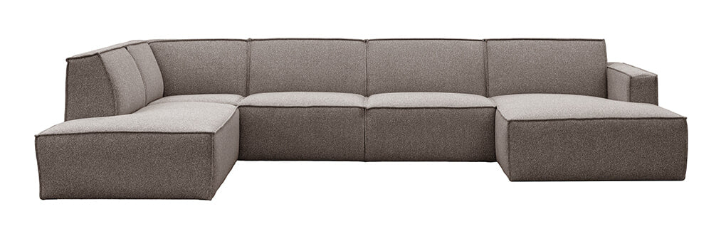 LABEL51 U-bank Kay Hoek Links, 363cm, Bouclé - Mushroom