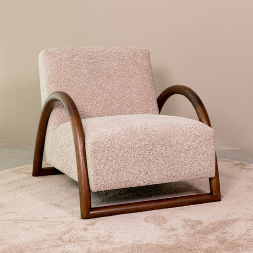 LABEL51 Fauteuil Viggo Superb-stof en walnoot - Beige