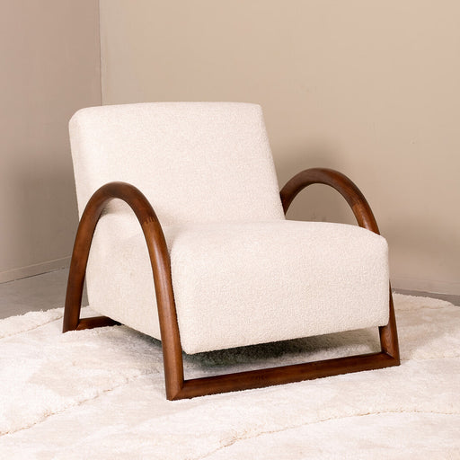 LABEL51 Fauteuil Viggo Superb-stof en walnoot - Naturel