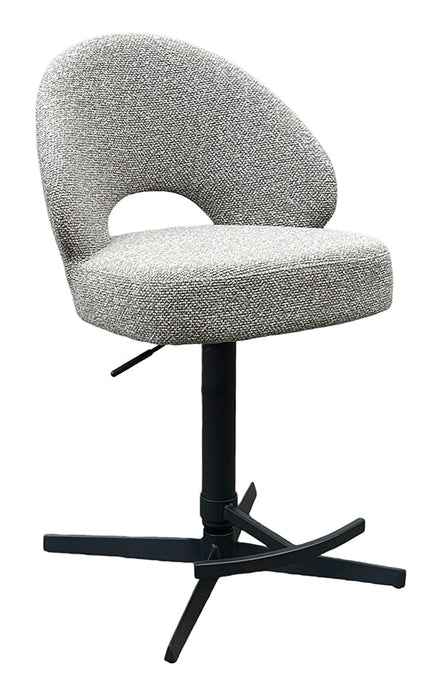 LABEL51 Draaibare Barkruk Saint Tropez Bouclé - Mushroom/Zwart (zithoogte 65-88cm)