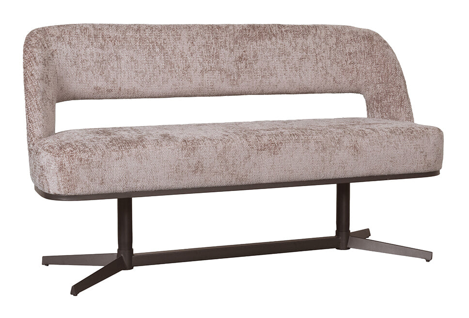 LABEL51 Eetkamerbank Port Grimaud 150cm, Chenille - Taupe/Brons