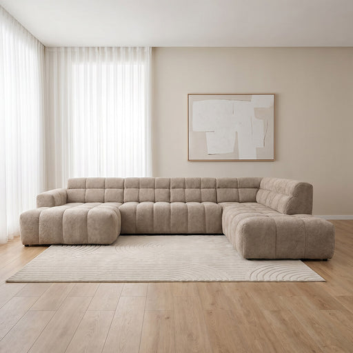 LABEL51 U-bank Luna 370cm, Chenille - Taupe