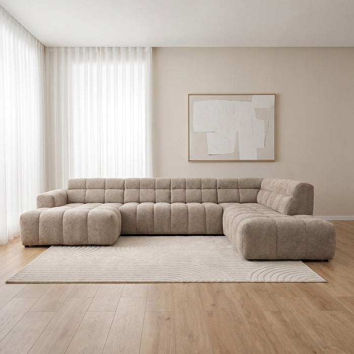 LABEL51 U-bank Luna 370cm, Chenille - Taupe