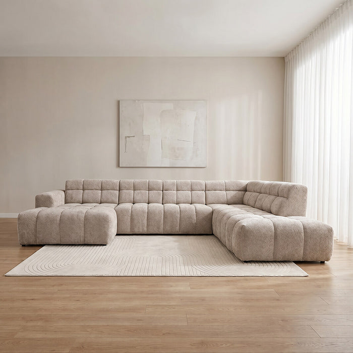 LABEL51 U-bank Luna Rechts 370 cm Chenille Naturel
