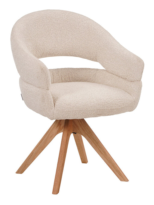 LABEL51 Draaibare Eetkamerstoel Sofia Bouclé & Naturel Eiken - Naturel