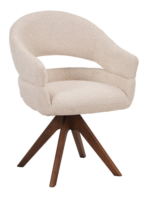 LABEL51 Draaibare Eetkamerstoel Sofia Bouclé & Espresso Eiken - Naturel