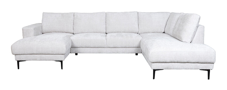 LABEL51 U-Bank Luxor Rechts, 325cm, Chenille - Naturel