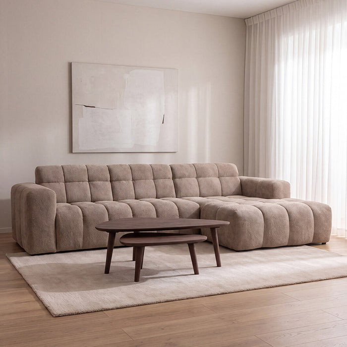 LABEL51 Loungebank Luna Rechts, 327cm, Chenille - Taupe