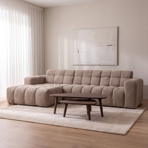 LABEL51 Hoekbank Luna Links, 327cm, Chenille - Taupe