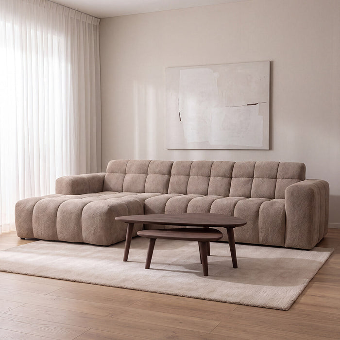 LABEL51 Hoekbank Luna Links, 327cm, Chenille - Taupe