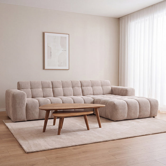 LABEL51 Loungebank Luna Rechts, 327cm, Chenille - Naturel