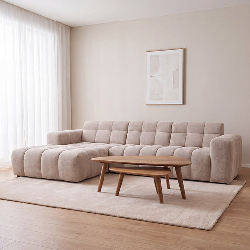 LABEL51 Loungebank Luna Links, 327cm, Chenille - Naturel