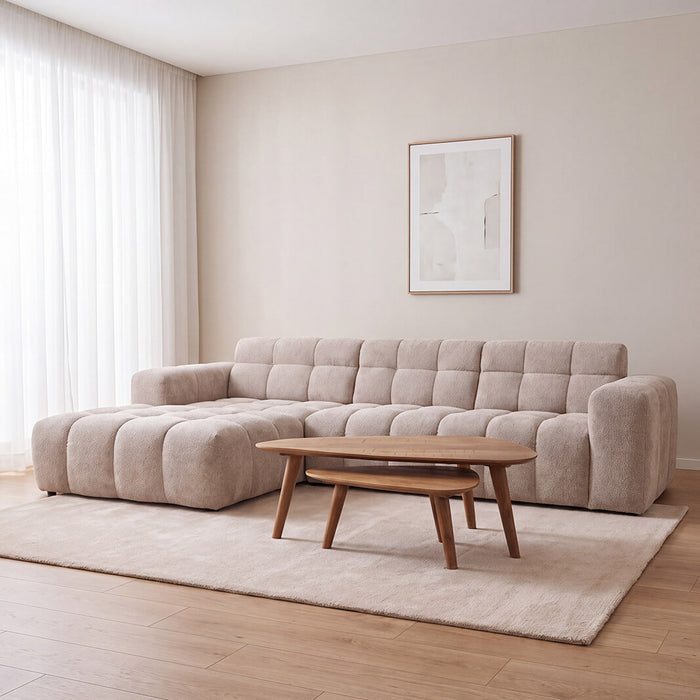LABEL51 Loungebank Luna Links, 327cm, Chenille - Naturel
