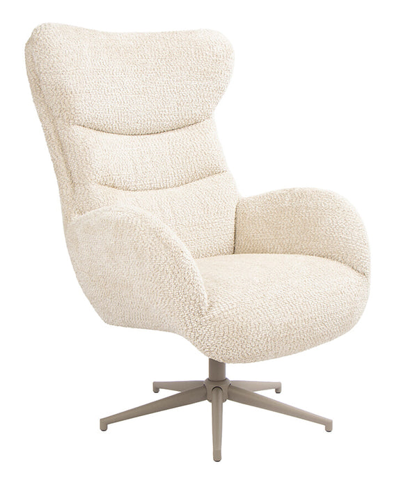LABEL51 Draaifauteuil Cute Met hocker, Sweet stof - Naturel/Taupe