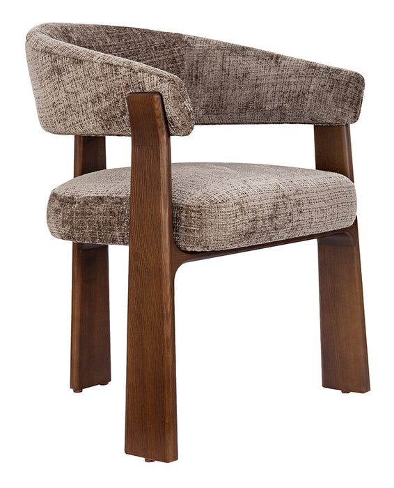 LABEL51 Eetkamerstoel Nice Chenille en walnoot - Taupe