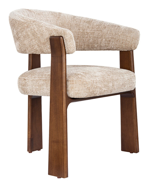 LABEL51 Eetkamerstoel Nice Chenille en walnoot - Beige