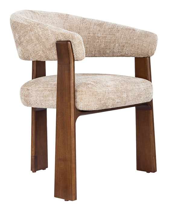 LABEL51 Eetkamerstoel Nice Chenille en walnoot - Beige