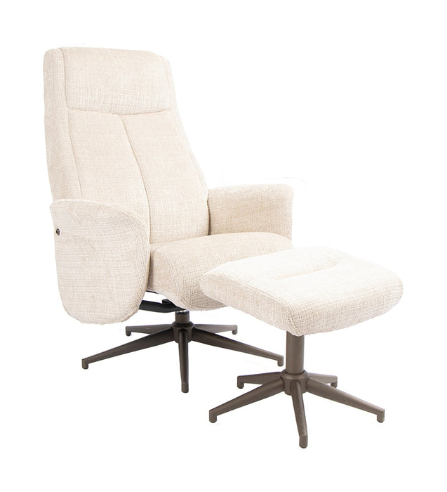 LABEL51 Draaifauteuil Tumba Met hocker, Cremona stof - Naturel/Brons