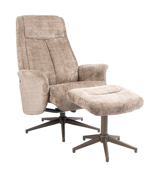LABEL51 Draaifauteuil Tumba Met hocker, Cremona stof - Taupe/Brons