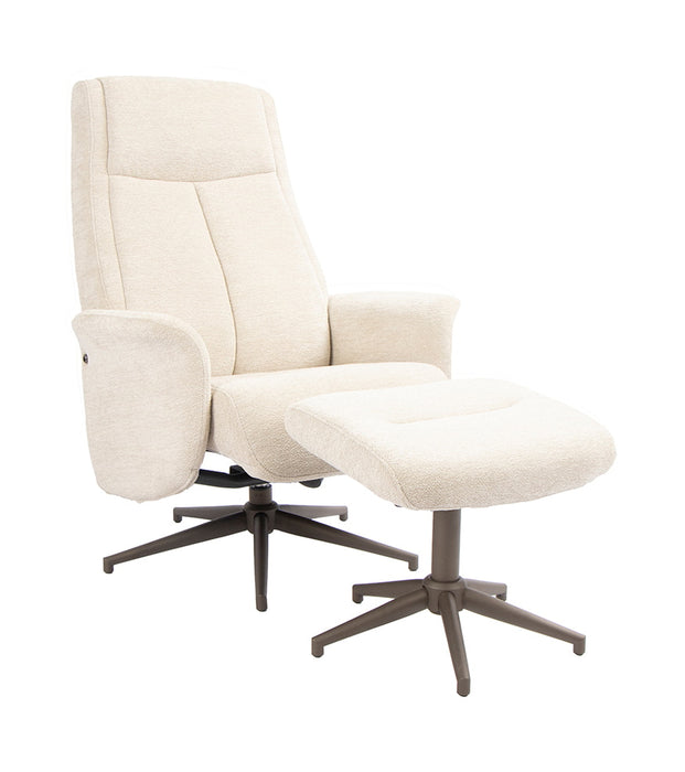 LABEL51 Draaifauteuil Tumba Met hocker, Raven stof - Naturel/Brons