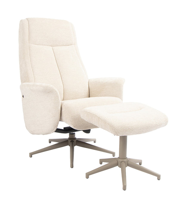 LABEL51 Draaifauteuil Tumba met hocker, Raven stof - Naturel/Taupe