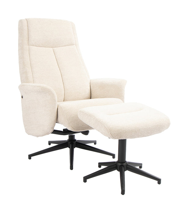 LABEL51 Draaifauteuil Tumba met hocker Raven stof Naturel/Zwart