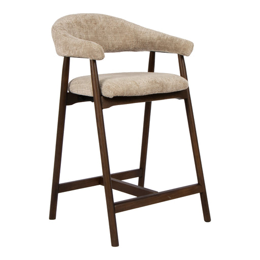 LABEL51 Barkruk Maren Cremona stof en walnoot - Beige (zithoogte 64cm)