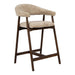 LABEL51 Barkruk Maren Cremona stof en walnoot - Beige (zithoogte 64cm)