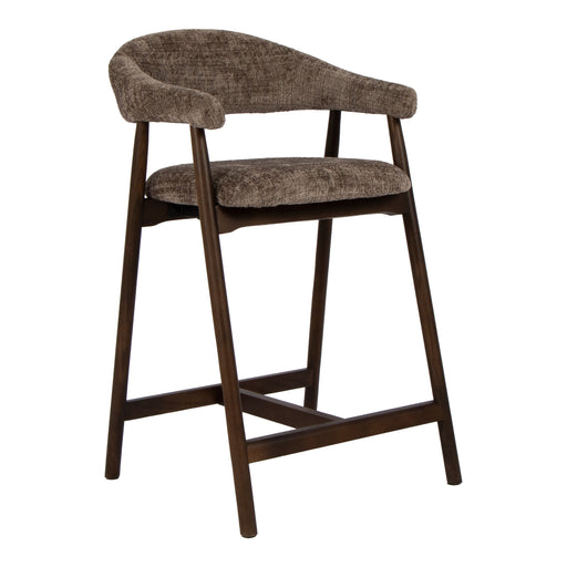 LABEL51 Barkruk Maren Cremona stof en walnoot - Taupe (zithoogte 64cm)