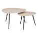 LABEL51 Organische Salontafel Alba Travertinlook, Set van 2 stuks - Naturel/Brons