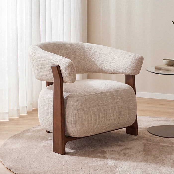 LABEL51 Fauteuil Nice Cremona stof en walnoot - Naturel