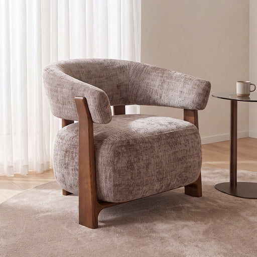 LABEL51 Fauteuil Nice Cremona stof en walnoot - Taupe