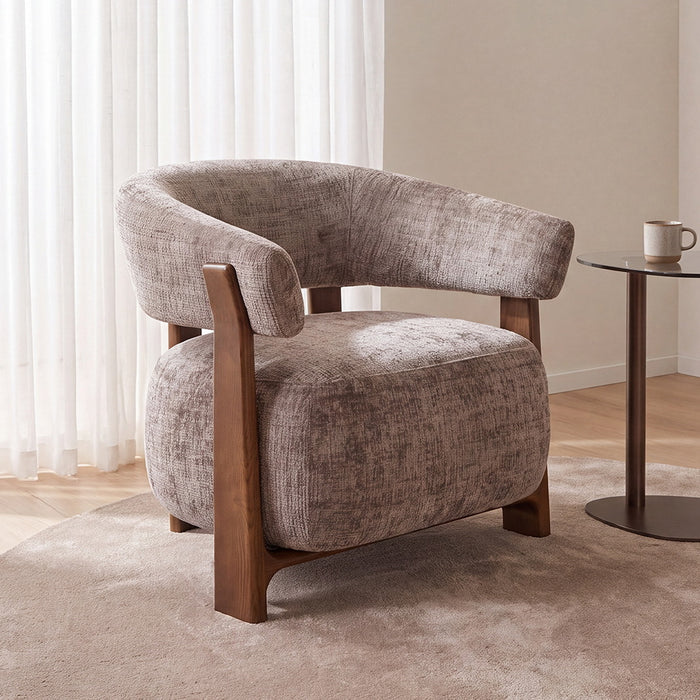 LABEL51 Fauteuil Nice Cremona stof en walnoot - Taupe