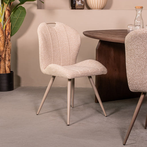 LABEL51 Eetkamerstoel Silly Bouclé - Naturel/Taupe - ThatLyfeStyle