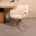 LABEL51 Draaibare Eetkamerstoel Narum Bouclé - Naturel/Taupe - ThatLyfeStyle