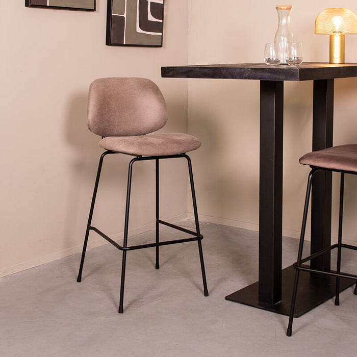 LABEL51 Barkruk Bello Lederlook - Taupe (zithoogte 74cm)