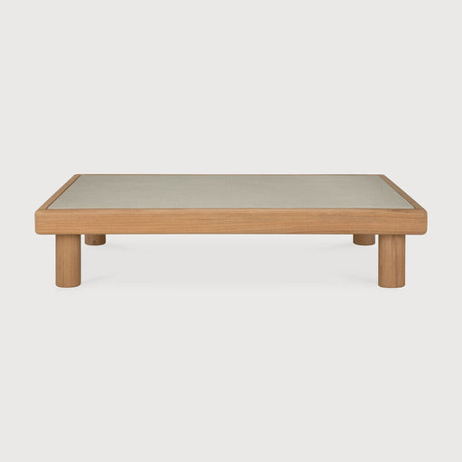 Ethnicraft Outdoor Salontafel Monocle Teakhout en Beton, 120 x 83cm - Lichtgrijs - ThatLyfeStyle