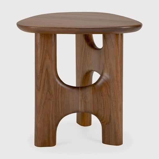 Ethnicraft Organische Bijzettafel Flow Gevernist Teakhout, 54 x 49cm - Wild Brown