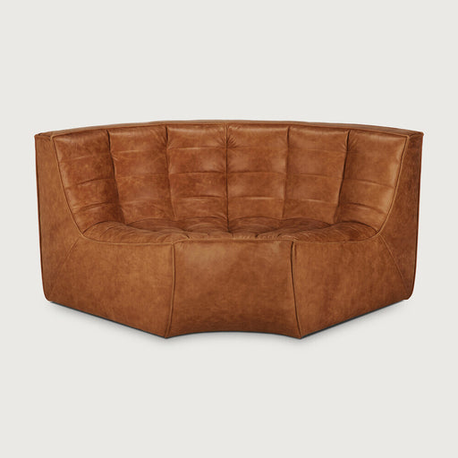 Ethnicraft Modulaire Bank N701 Leder, 90° Rond Hoekelement - Old Saddle