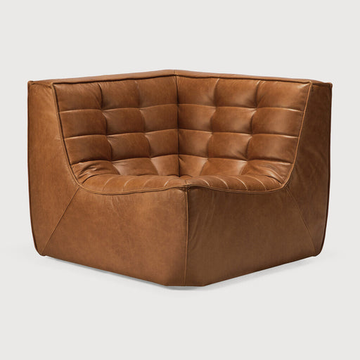 Ethnicraft Modulaire Bank N701 Leder, 90° Vierkante Hoekelement - Old Saddle