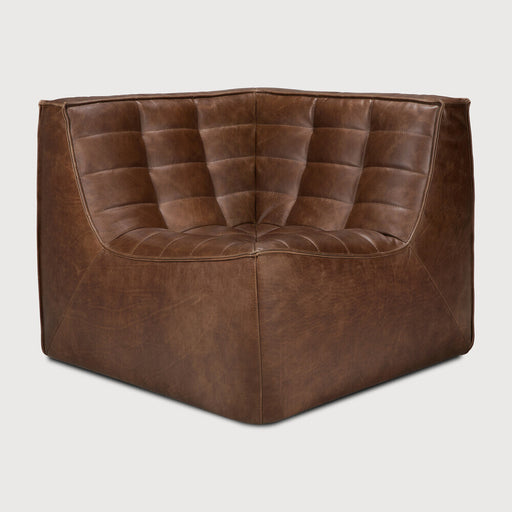 Ethnicraft Modulaire Bank N701 90° Vierkante Hoek, Leder - Chestnut - ThatLyfeStyle