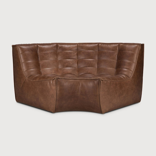 Ethnicraft Modulaire Bank N701 90° Ronde Hoek, Leder - Chestnut - ThatLyfeStyle