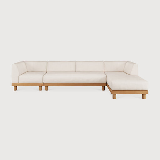 Ethnicraft Modulaire Loungebank Monocle 4-zits, Hoek Rechts, Teakhout