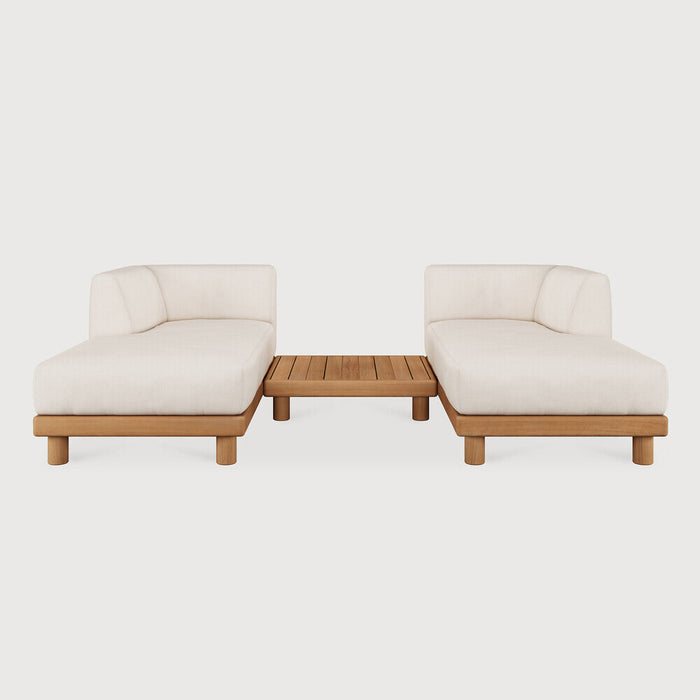 Ethnicraft Modulaire Loungebank Monocle Lounge links en rechts met salontafel, Teakhout