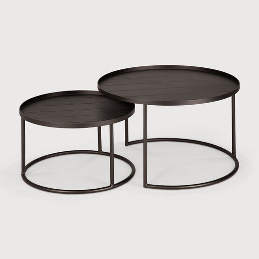 Ethnicraft Ronde Outdoor Bijzettafel Tray Aluminium, Set van 2 stuks - Dark Bronze - ThatLyfeStyle