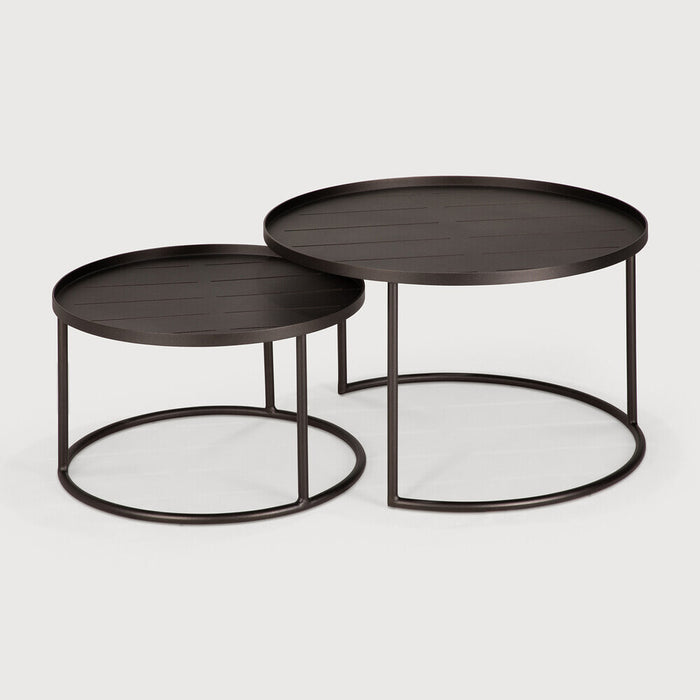 Ethnicraft Ronde Outdoor Bijzettafel Tray Aluminium, Set van 2 stuks - Dark Bronze - ThatLyfeStyle