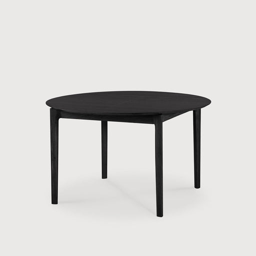 Ethnicraft Uitschuifbare Ronde Eettafel Bok Gevernist Eikenhout, 129/179 x 129cm - Zwart