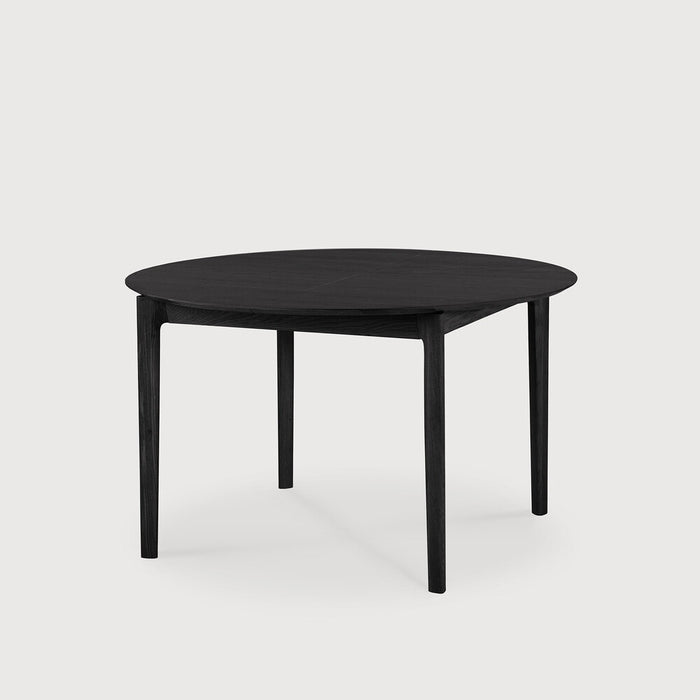 Ethnicraft Uitschuifbare Ronde Eettafel Bok Gevernist Eikenhout, 129/179 x 129cm - Zwart